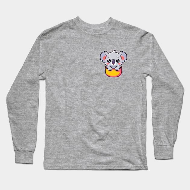 Baby Koala in Pocket Cute Kawaii Peeking Animal Lover Long Sleeve T-Shirt by Cuteness Klub